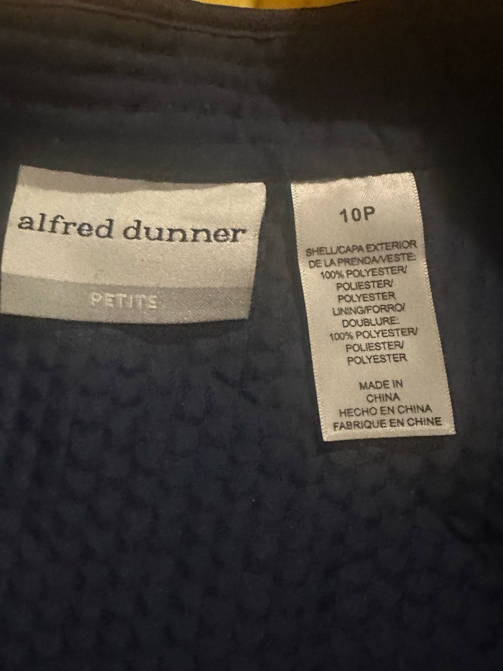 Alfred Dunner Petite Quilted Navy Jacket